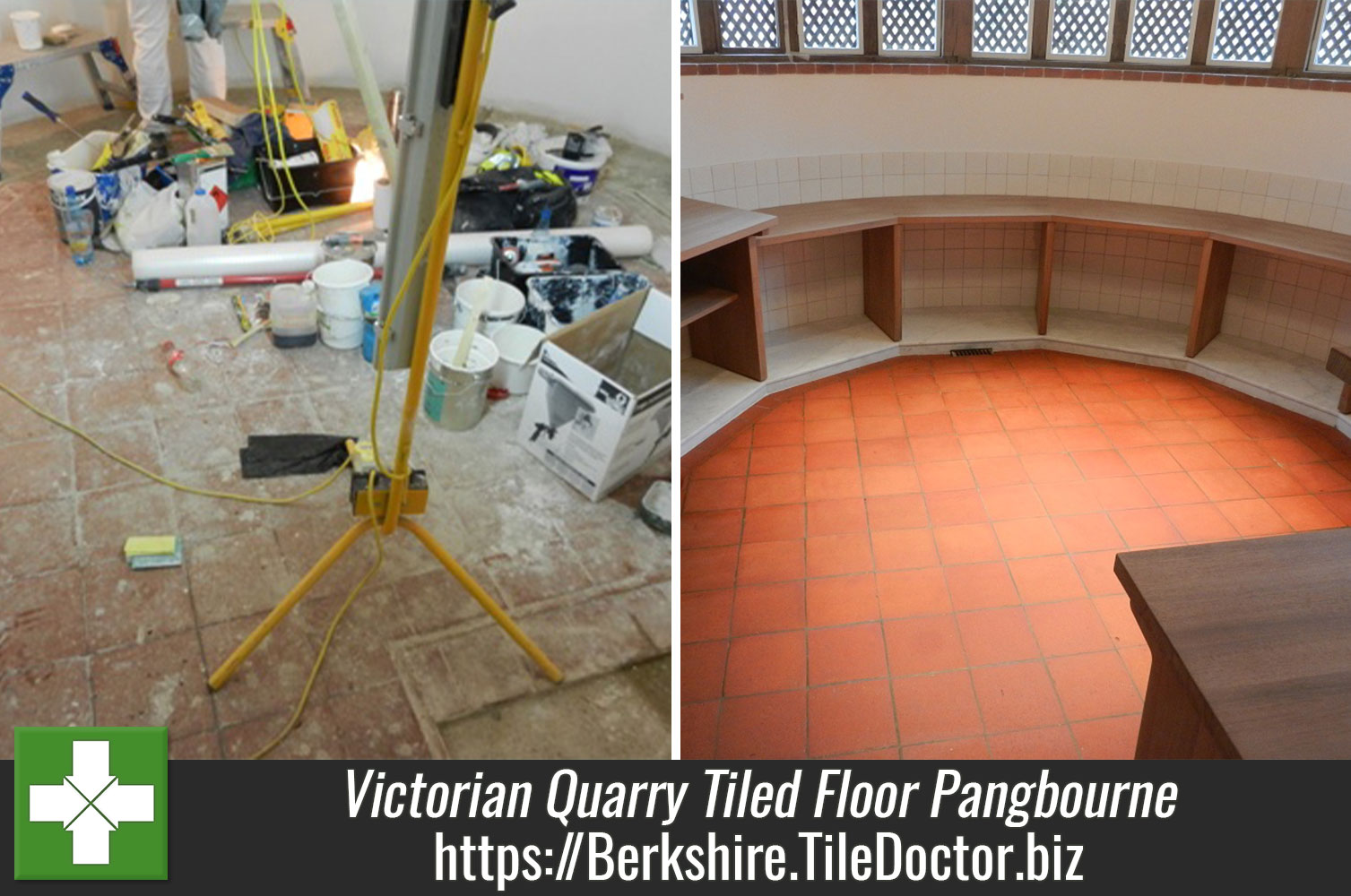Neglected Victorian Quarry Tiled Floor Restored in Pangbourne