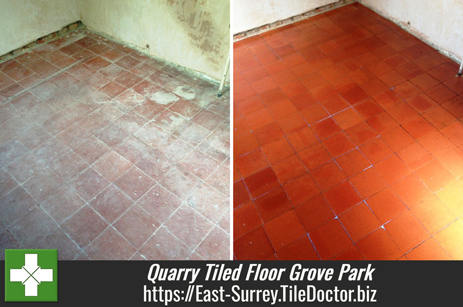 Quarry tiled floor restoration in Grove Park South London