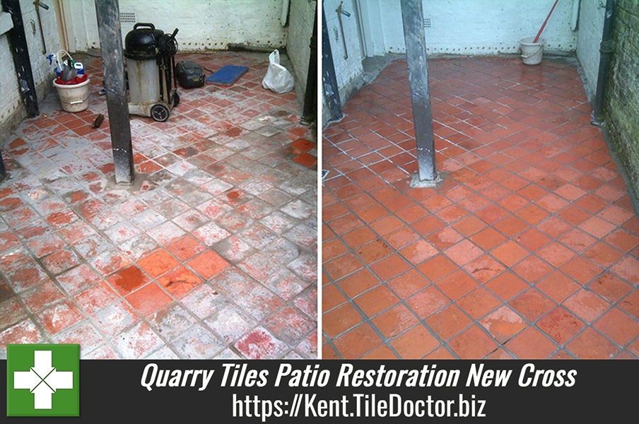 Reclaimed Quarry Tiles Patio Restoration in New Cross SE London