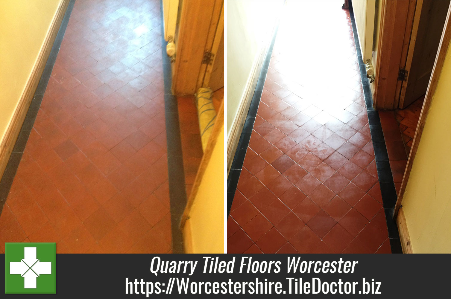Old Salt Damaged Quarry Tiled Floors Restored in Worcester