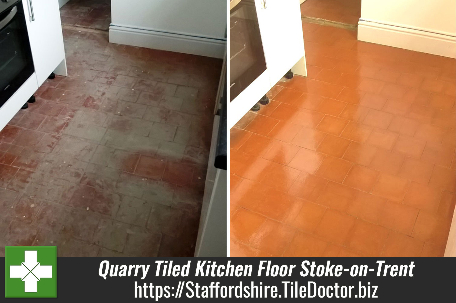 Quarry Tiled Kitchen Floor Restored in Stoke-on-Trent