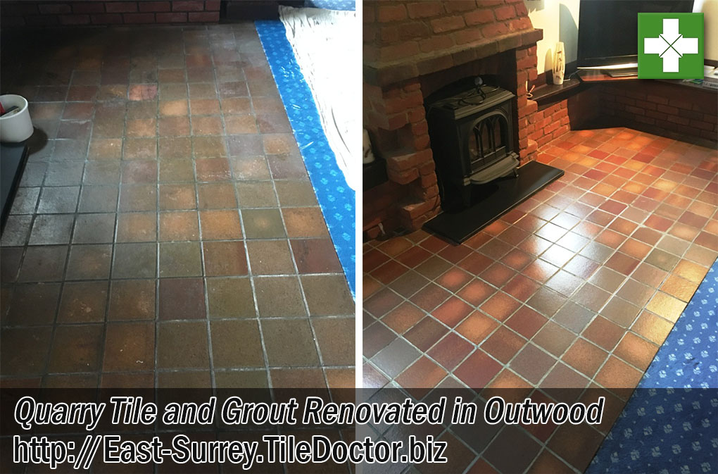 Quarry Tile Floor Before After Cleaning Outwood East Surrey