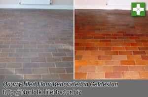 Quarry Tiled Floor Before and After Renovation Geldeston