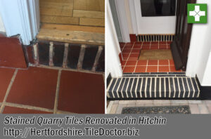 Stained Quarry Tiles Before After Renovation Hitchin