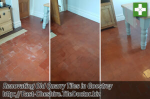 Old Quarry Tiled Kitchen Floor Before After Cleaning Goostrey