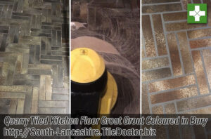 Quarry Tile Floor Grout Before After Restoration Bury