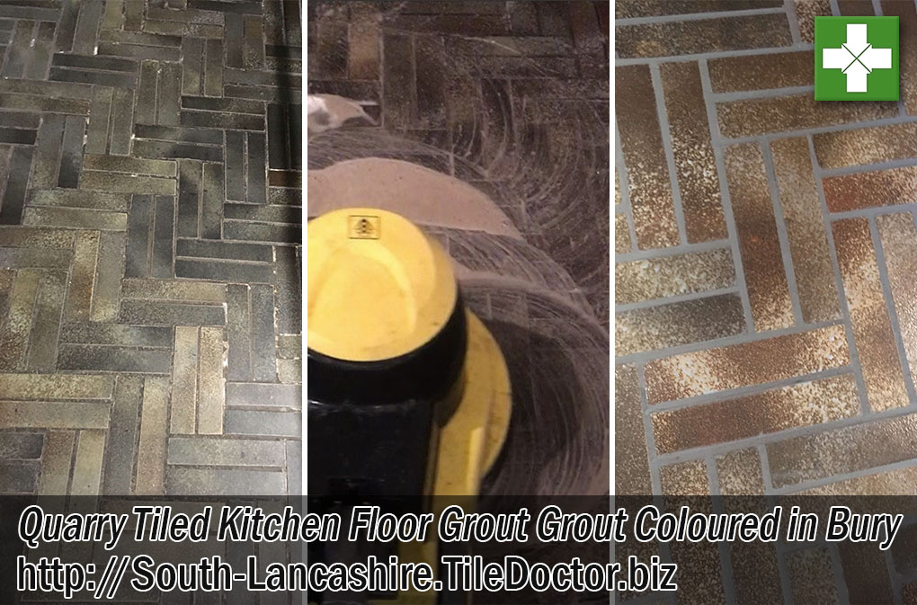 Quarry Tile Floor Grout Before After Restoration Bury