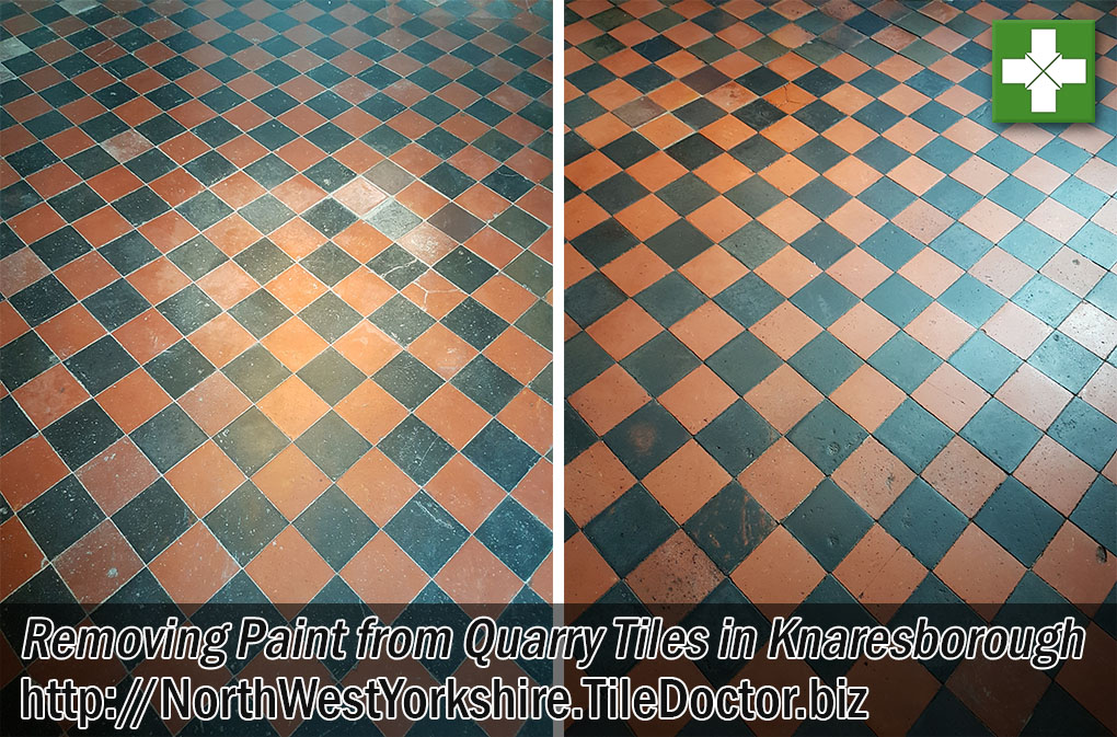 Quarry Tiled Floor Before and After Cleaning Sealing Knaresborough