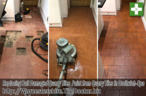 Quarry Tiled Floor Before and After Restoration Droitwich Spa