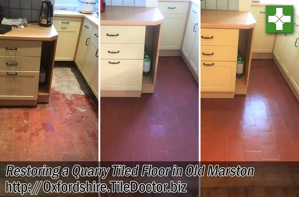 Quarry Tiled Kitchen Floor Restored in Old Marston