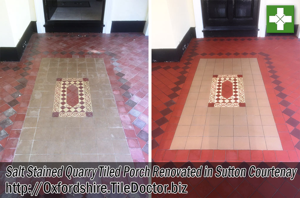 Salt Stained Quarry Tiled Porch Cleaned Sealed Sutton Courtenay