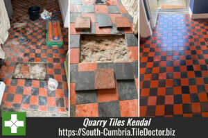 Red and Black Dorchester Pattern Quarry Tiled Floor Restoration in Kendal