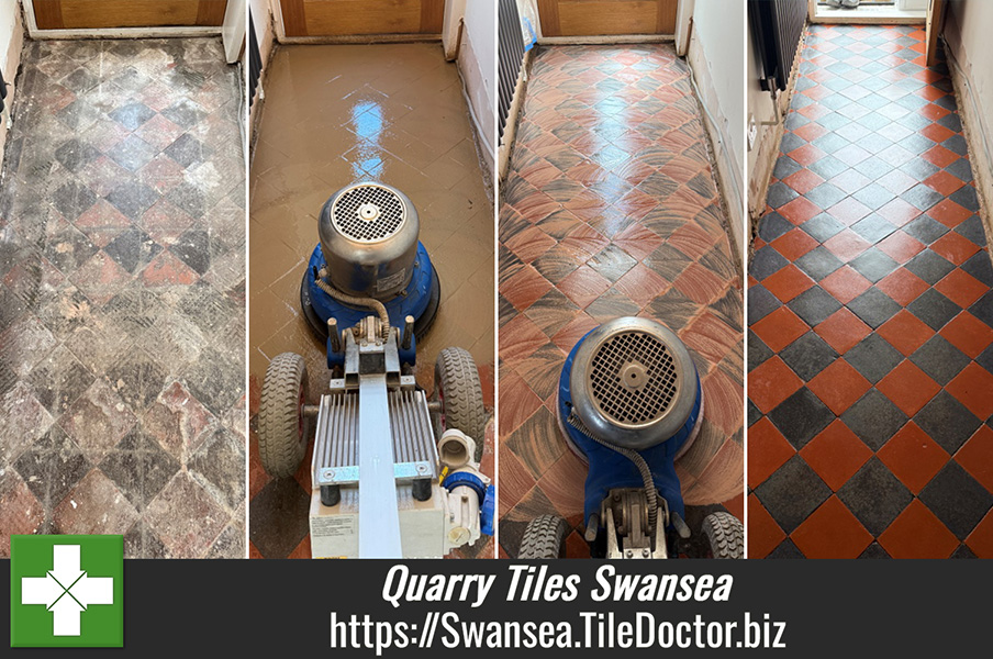 Quarry Tile Hallway Floor Restoration Uplands Swansea